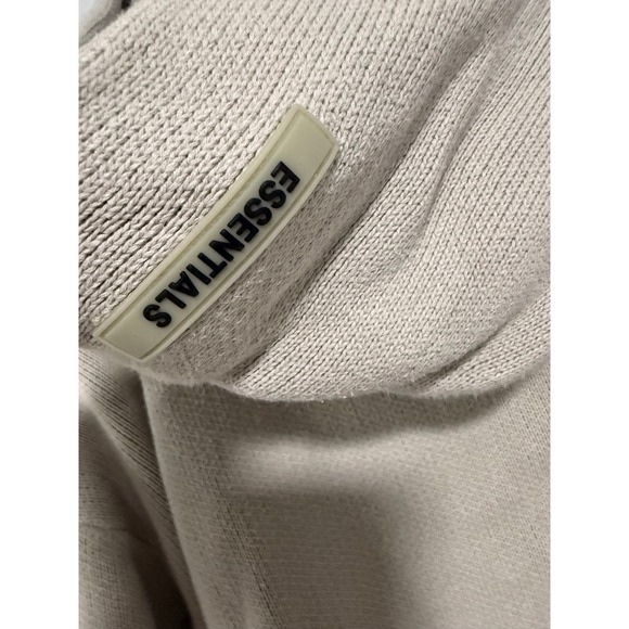 Fear of God Essentials Knit Hoodie Beige Logo‎ Pocket Men's M - Picture 4 of 7